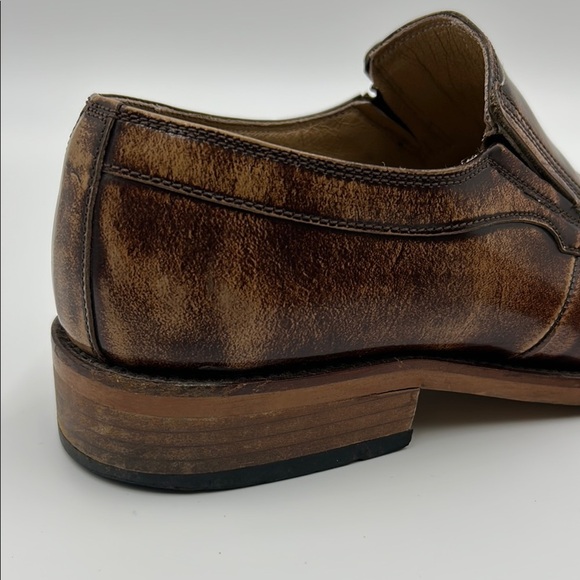 Men\'s Brown Leather Loafers dress shoes 41 EU 8.5 slip on square toe